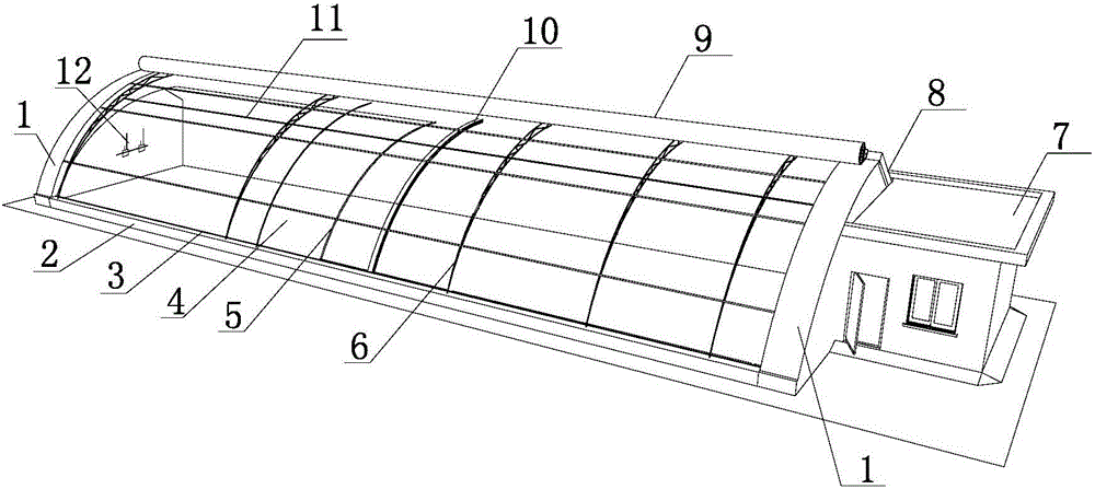 A solar greenhouse auxiliary internal heat preservation/shading system