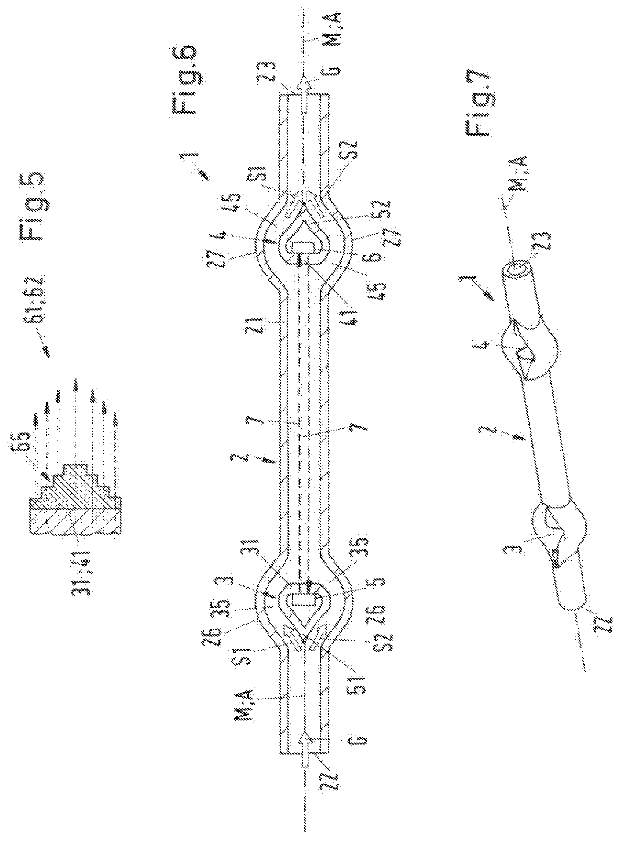 Ultrasonic measuring device for the measurement on a flowing fluid and ultrasonic measuring system