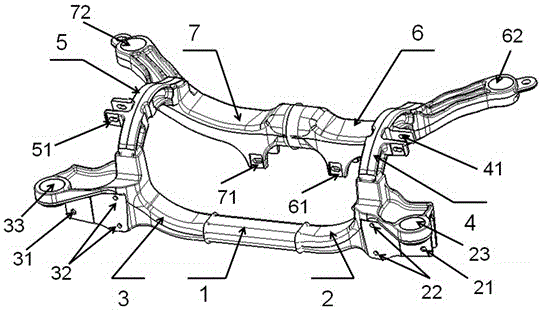 Environment-friendly aluminum alloy automobile sub-frame