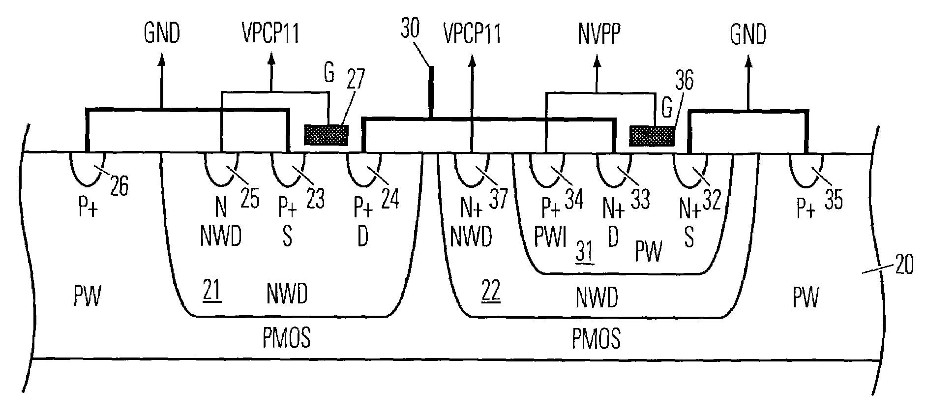 Plasma damage protection circuit for a semiconductor device