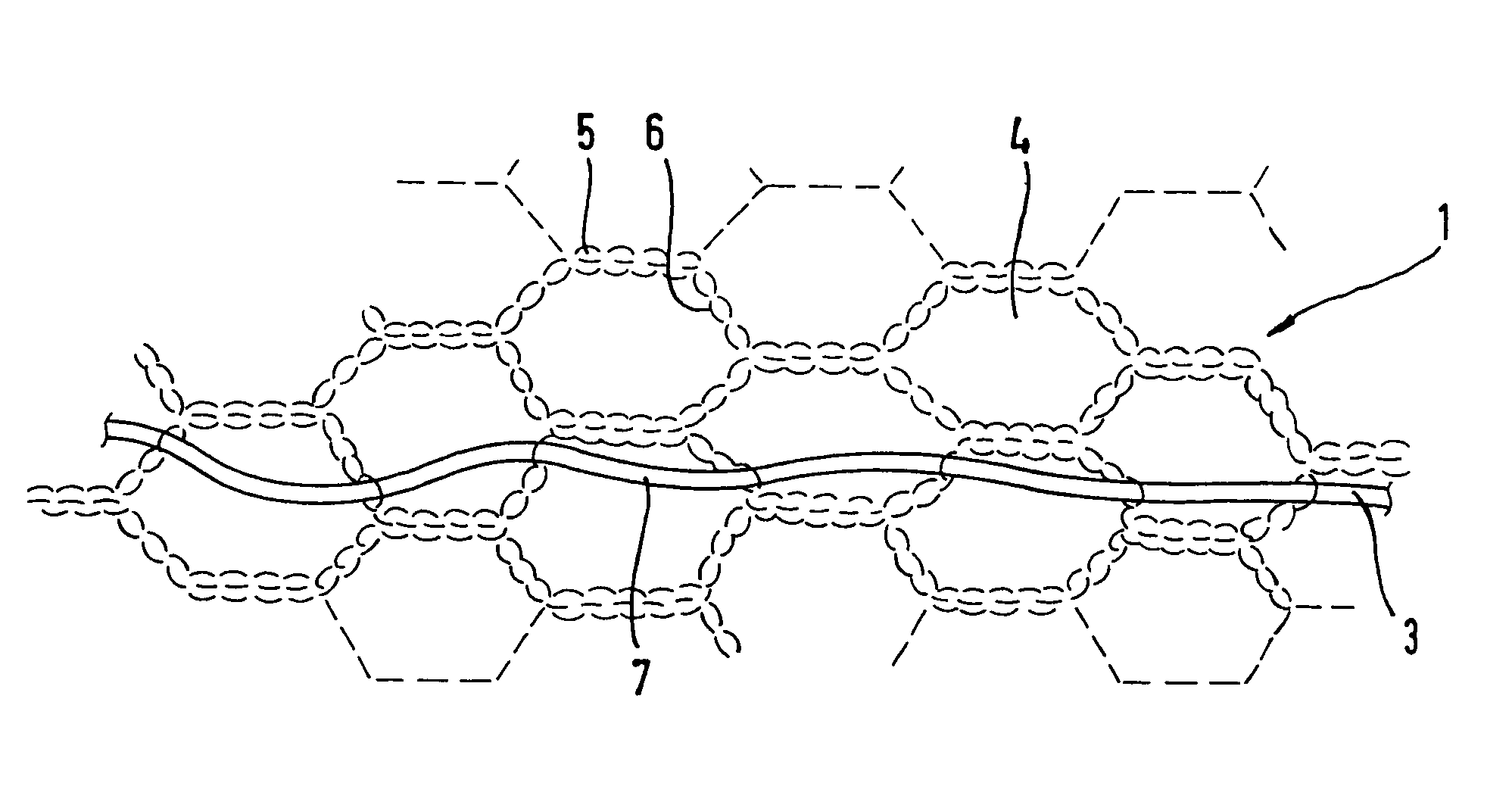 Wrapping net for sausages and method for production thereof