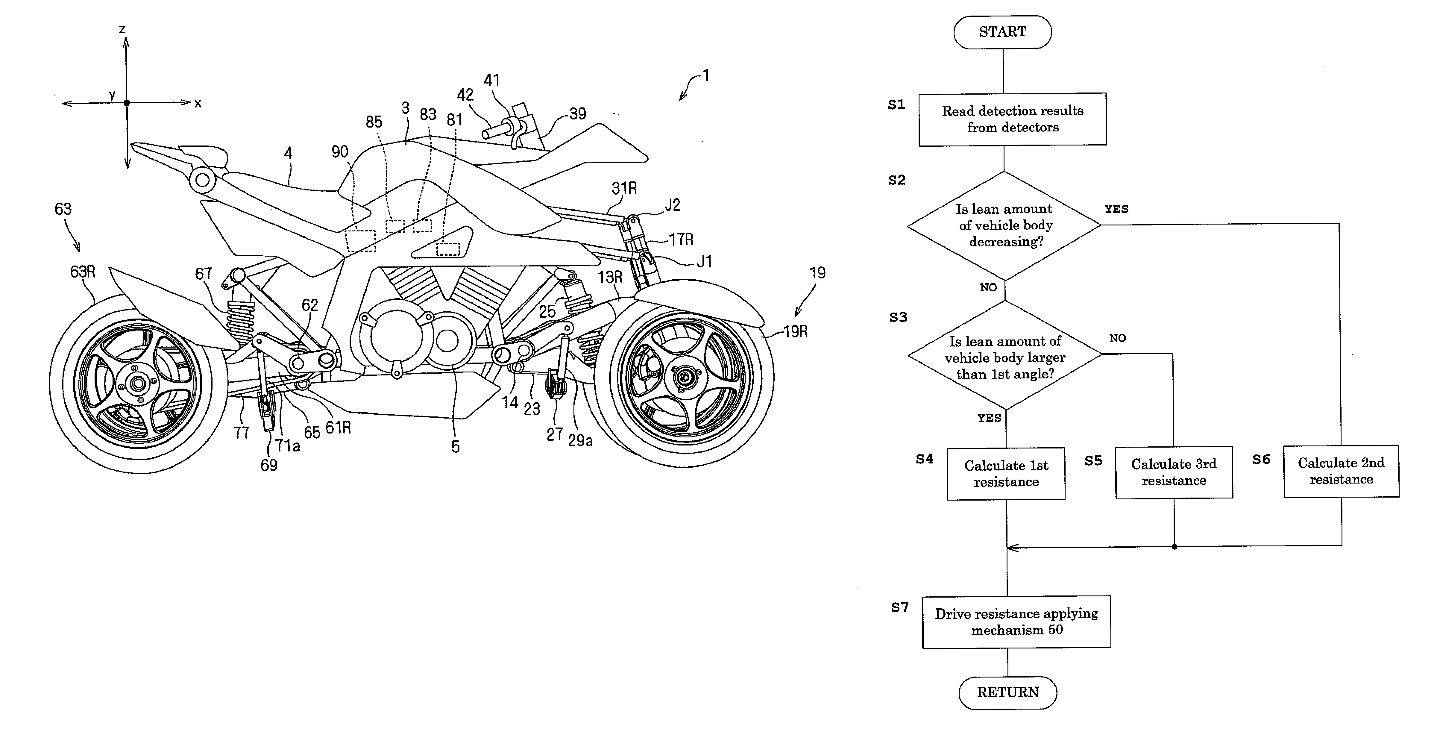 Body leaning control system, and a saddle riding type vehicle having the same