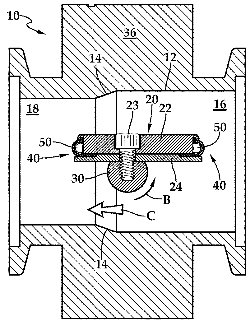 Energized PTFE seal for butterfly valve