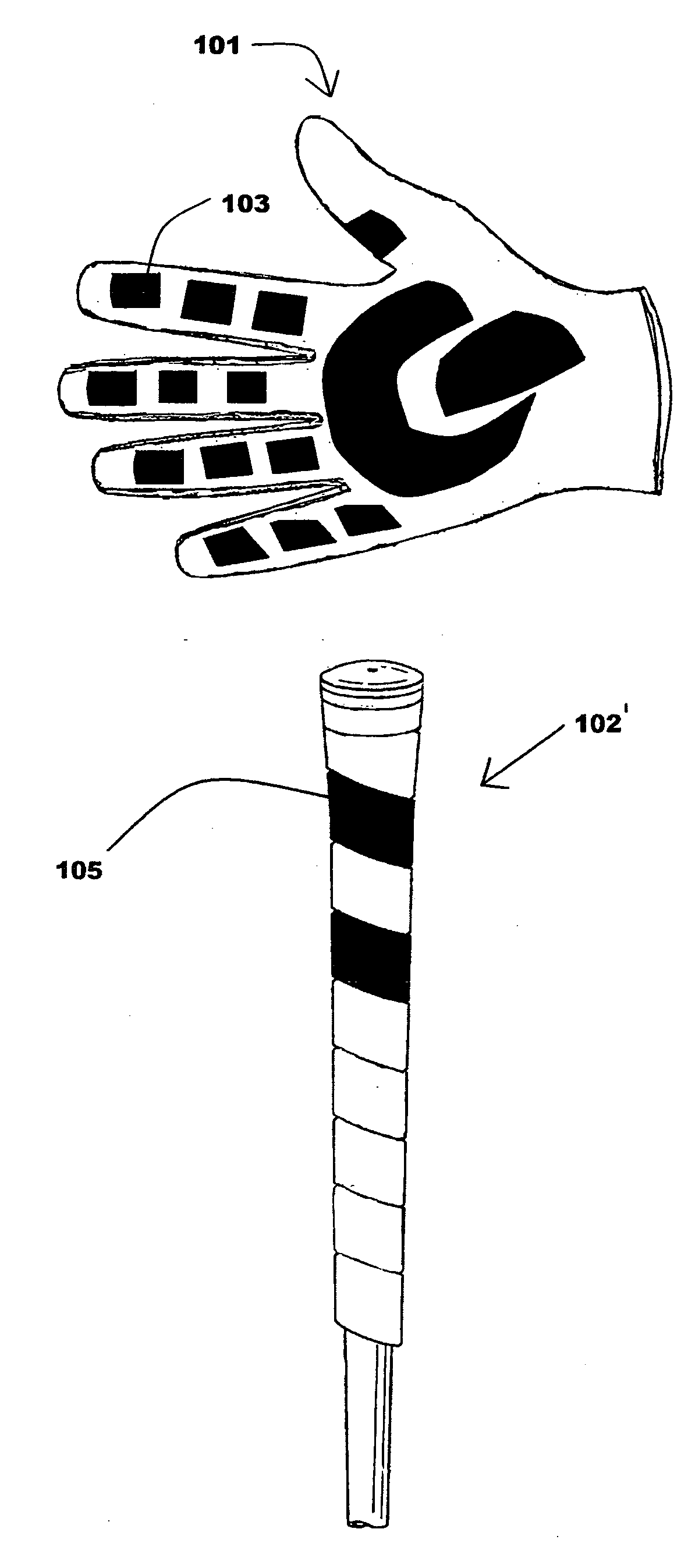 Mating golf glove with club grip