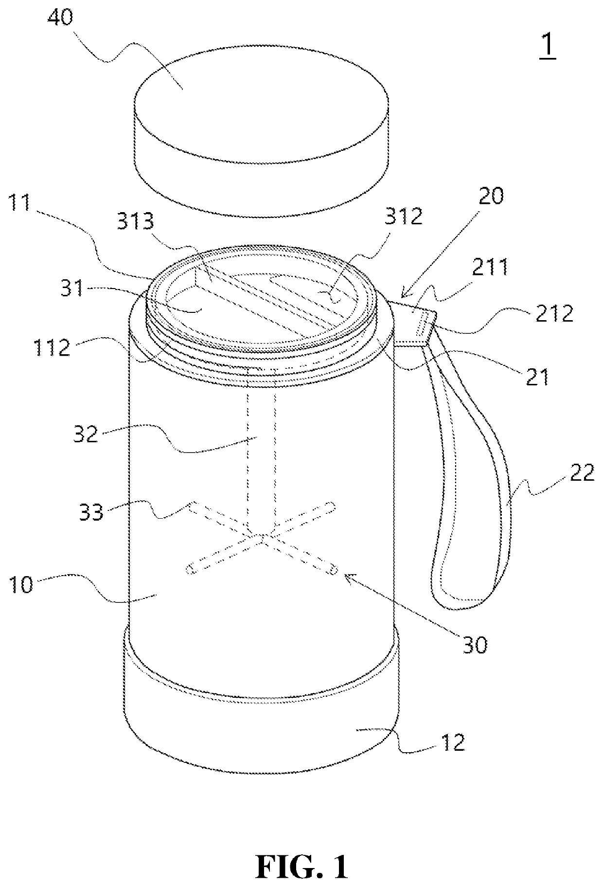 Functional water bottle with ice forming core and ice making tool