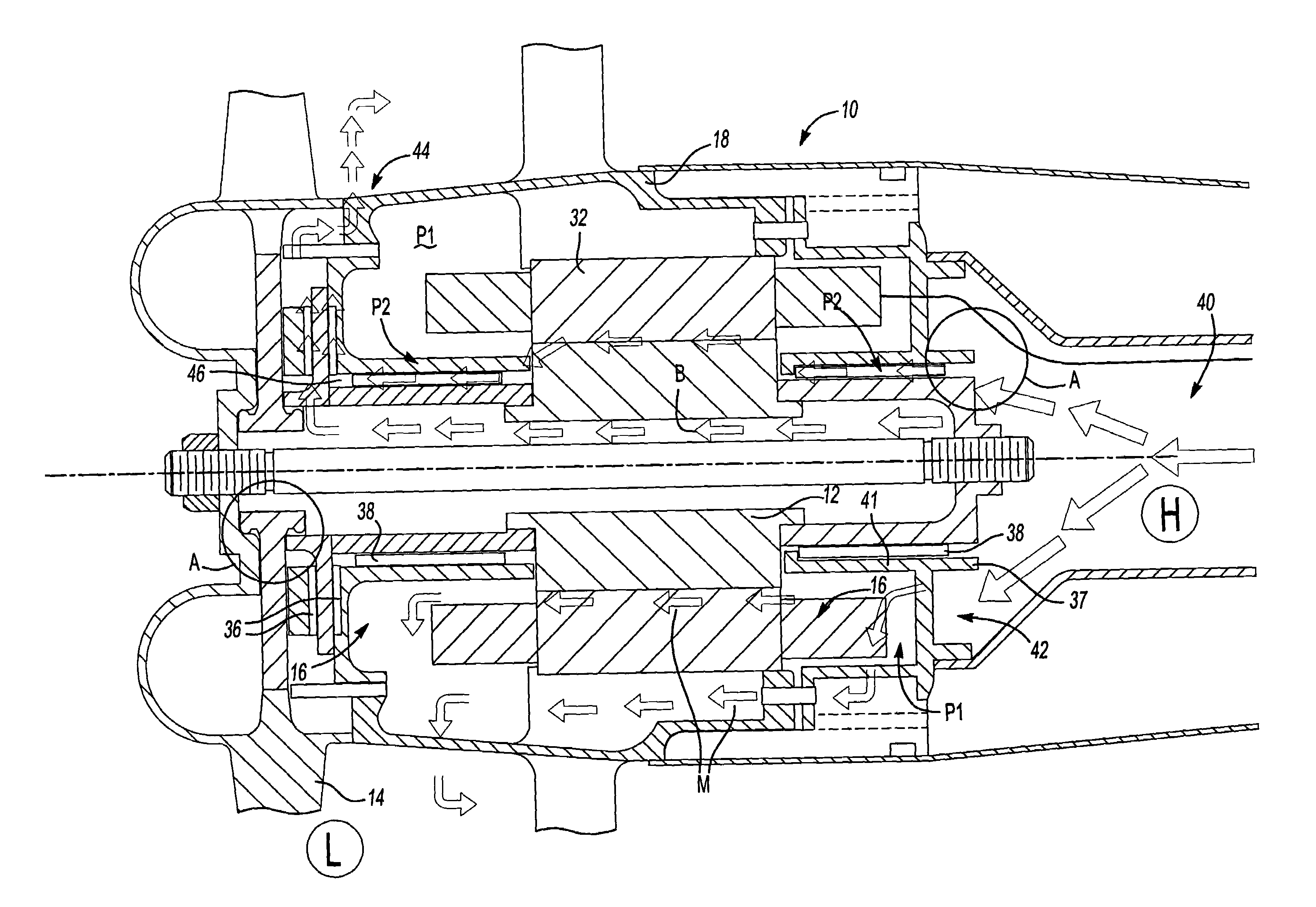 Integral motor and air bearing cooling path