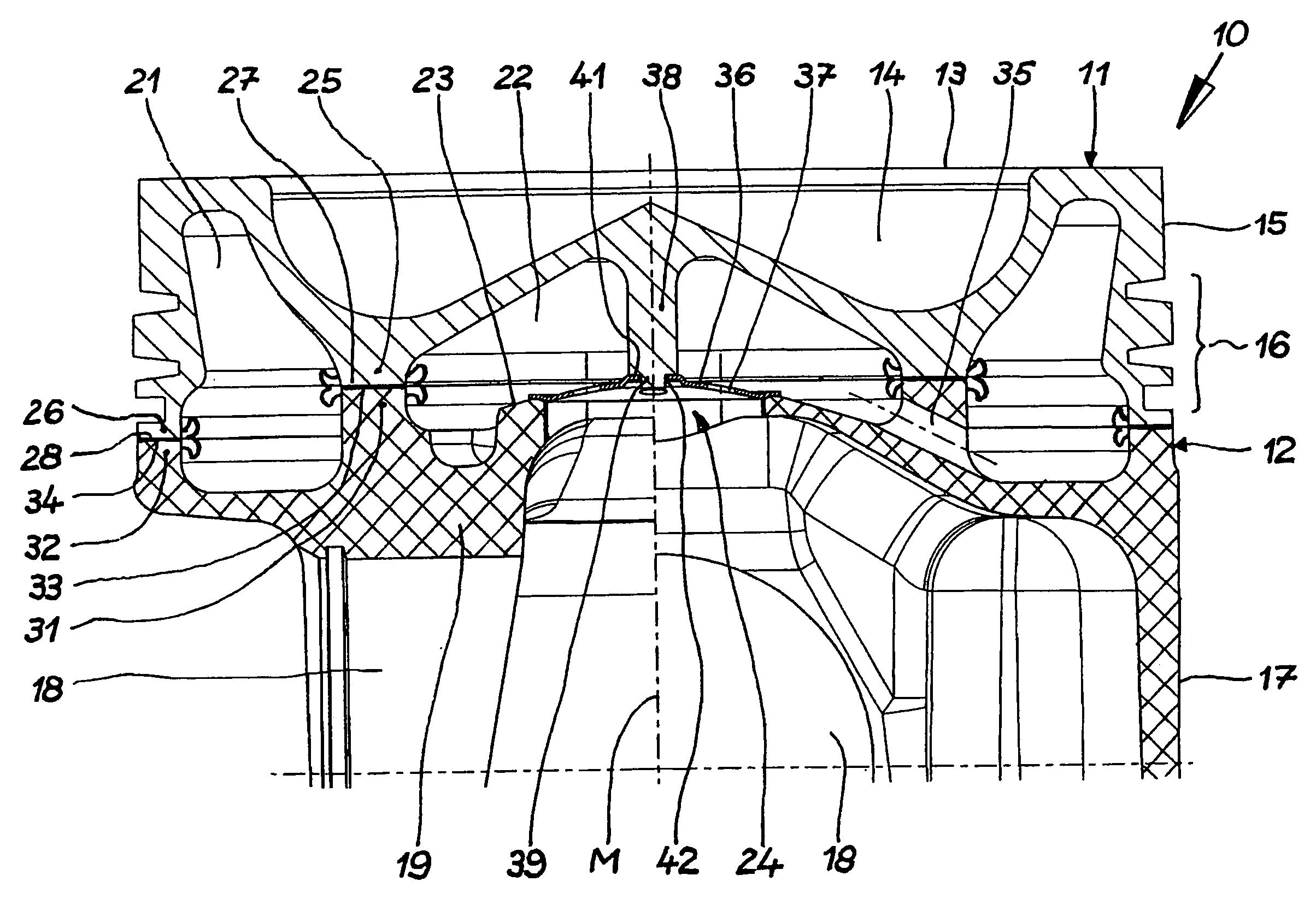 Multi-part piston for an internal combustion engine