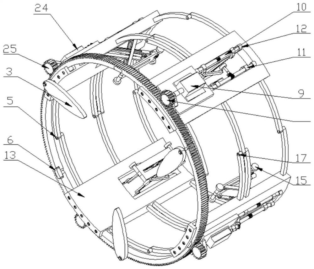 An automatic cleaning device for the outer wall of a pipeline