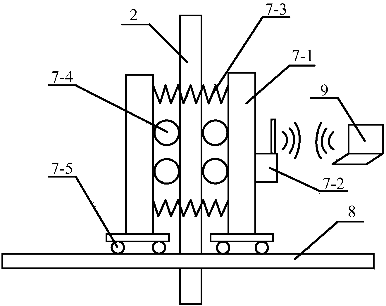 Suspension rope and stable rope tension online detection device and method in vertical shaft construction