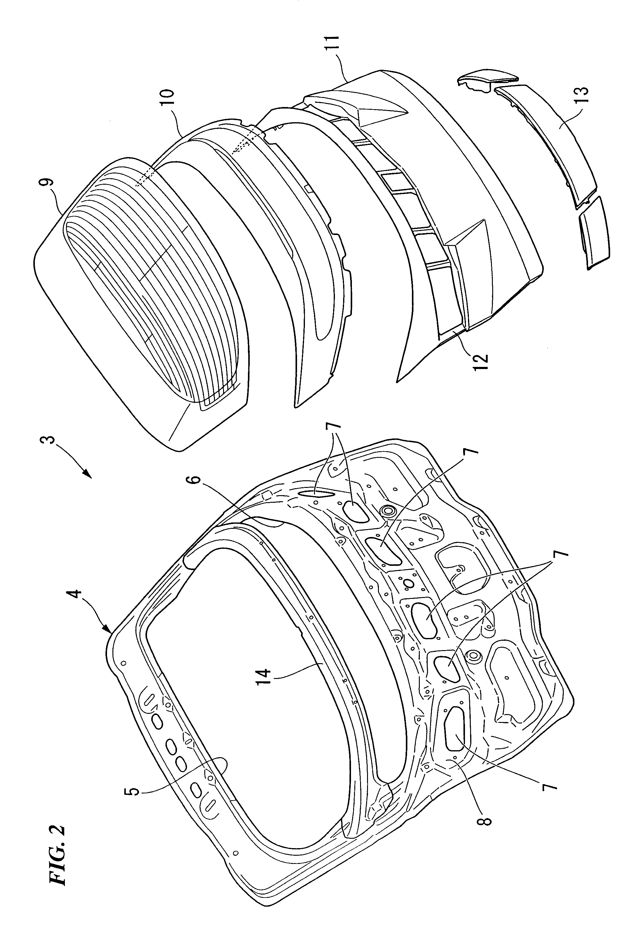 Door construction for vehicle