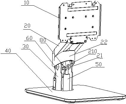 Folding bracket for gas-spring swinging structure displays