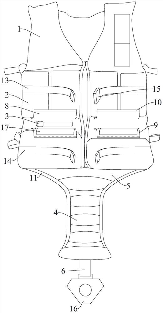 Life jacket with automatic inflating and tightening buoyancy device