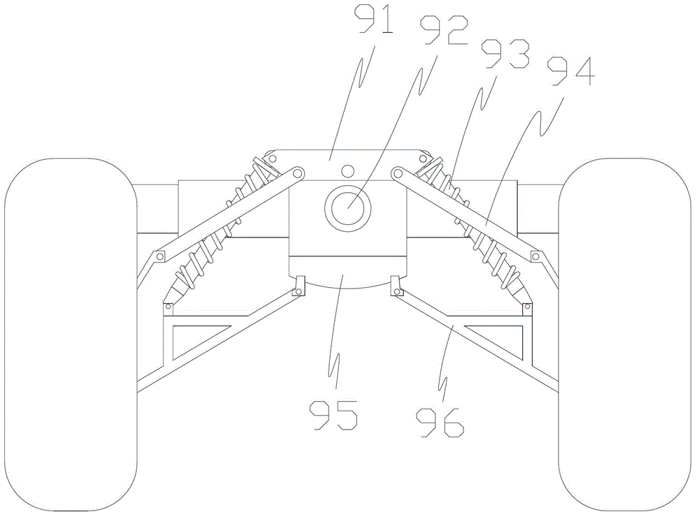 Spine bridge off-road vehicle chassis with automatic wheel adjustment