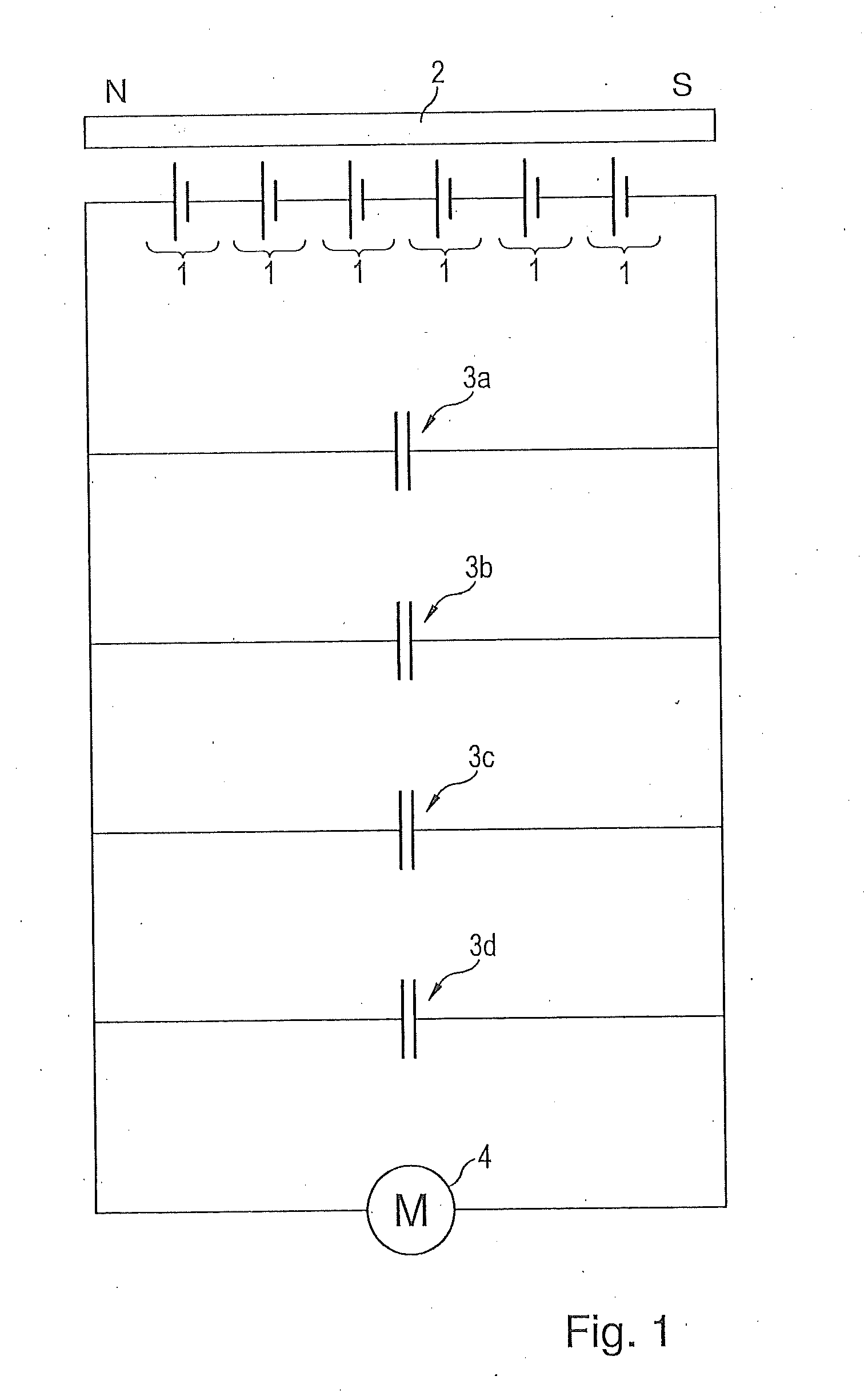 Device for producing electrical energy and a charging current signal, and a device for producing electrical energy charged by the charging current signal