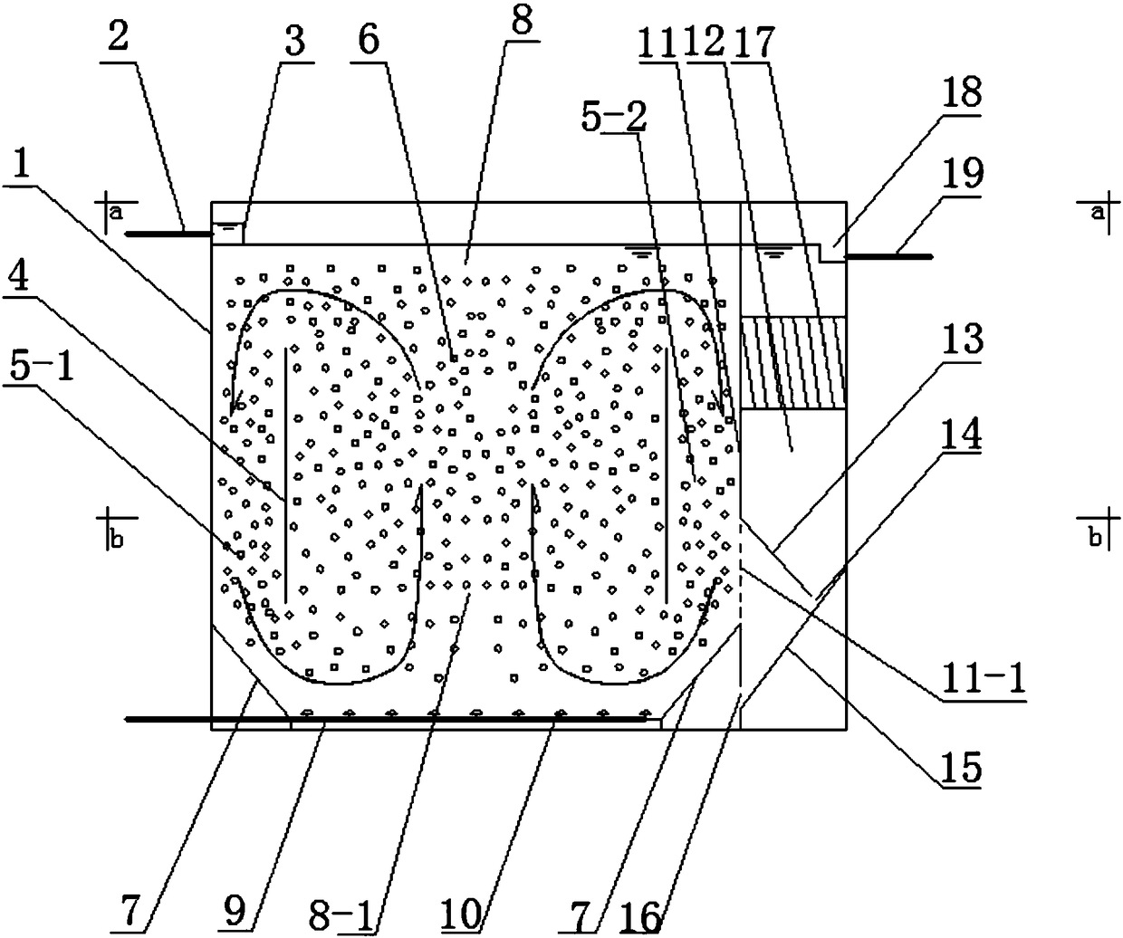 Biochemistry solid-liquid separation and purification integrated device of sewage moving bed