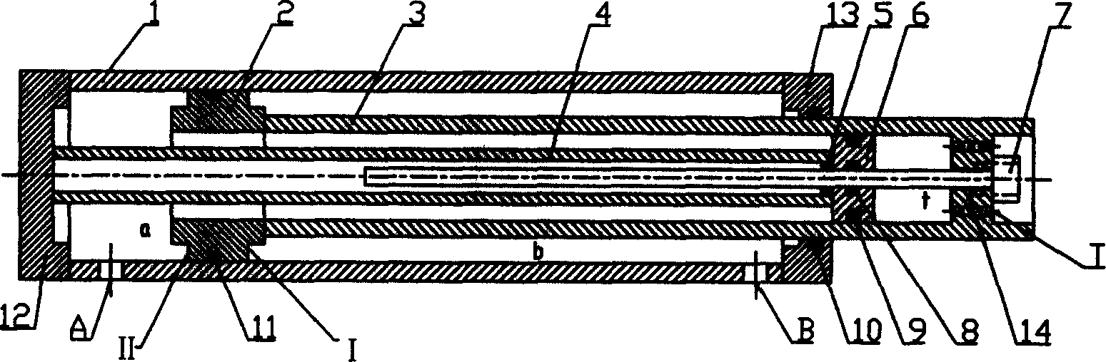 Single rod and rough symmetric double actuating surfaces hydraulic cylinder with internal displacement sensor