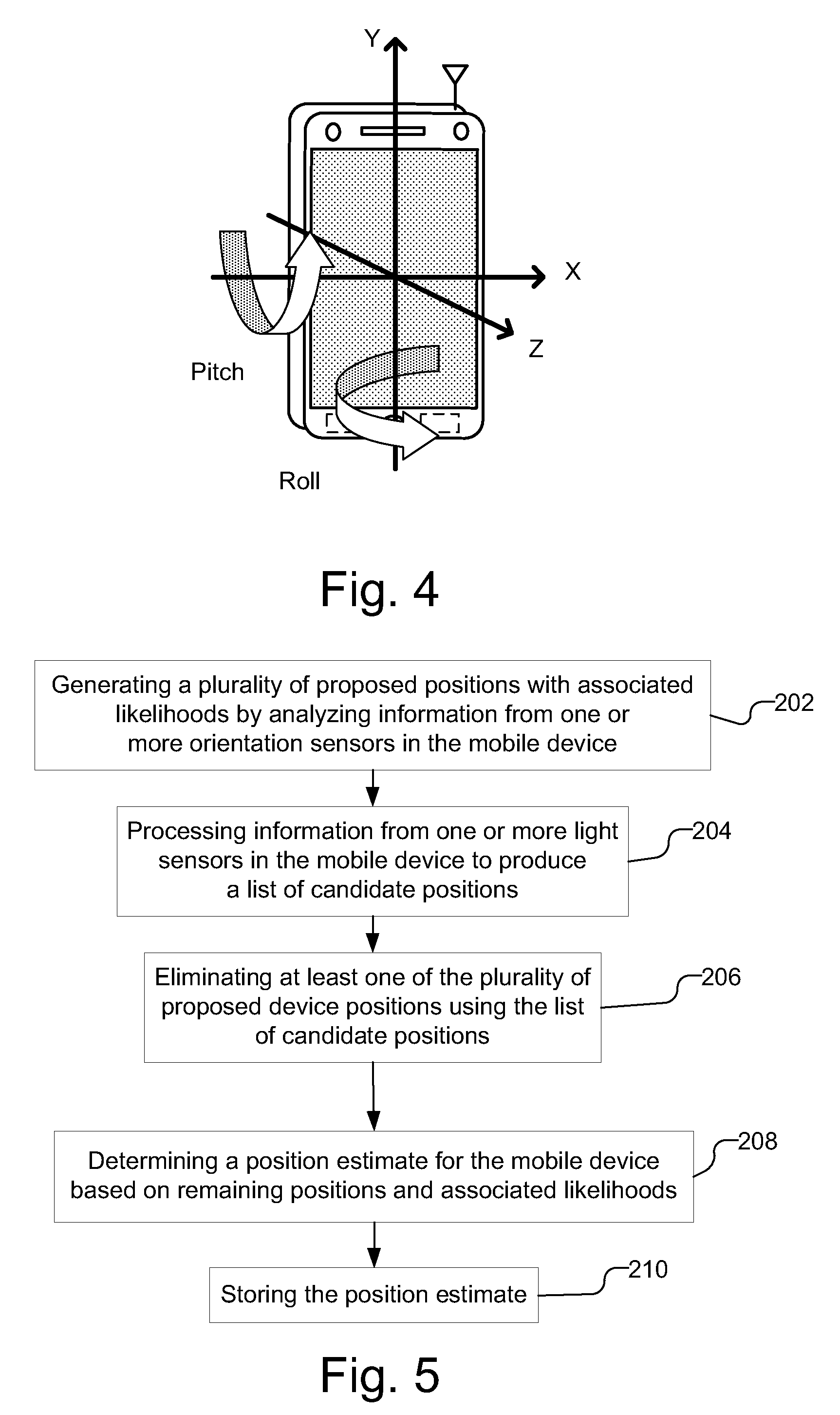 Device position estimates from motion and ambient light classifiers