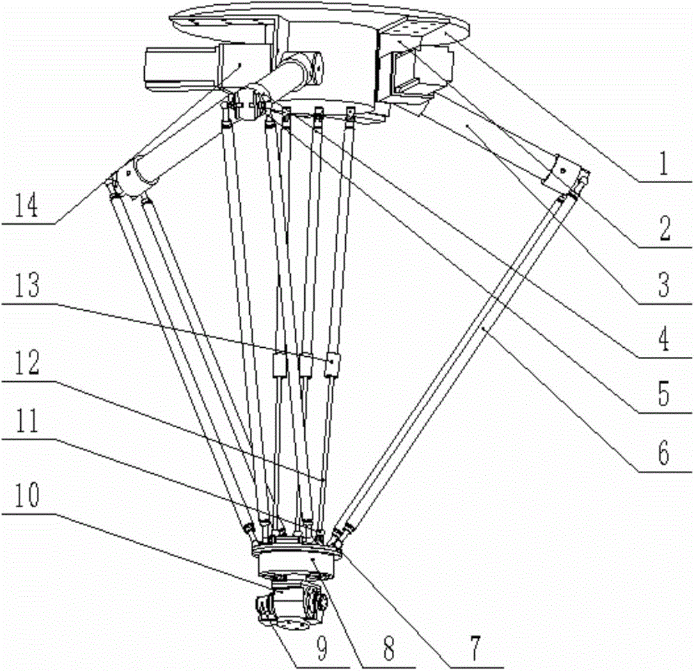 Series-parallel robot with five degrees of freedom