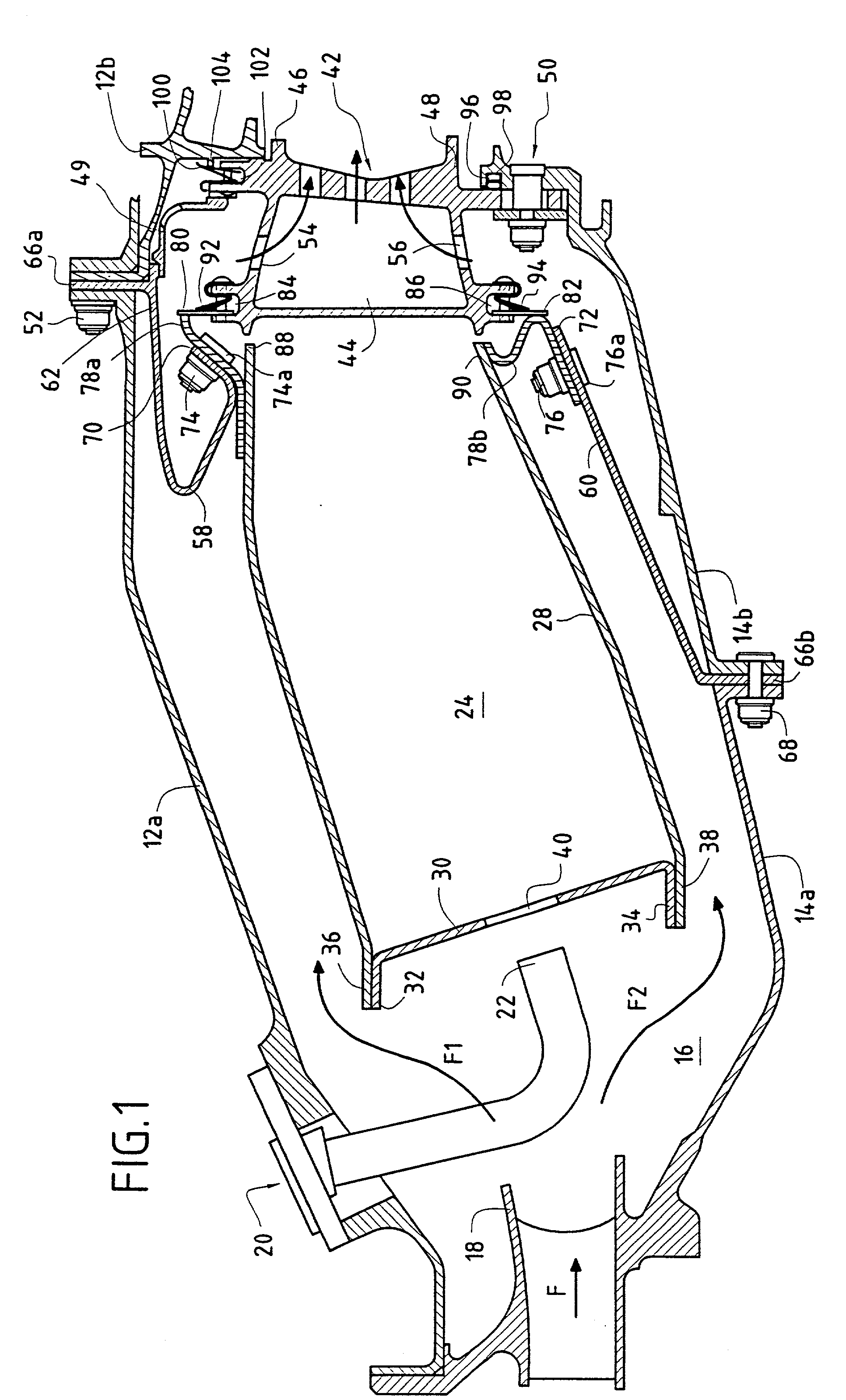 Fastening a CMC combustion chamber in a turbomachine using brazed tabs