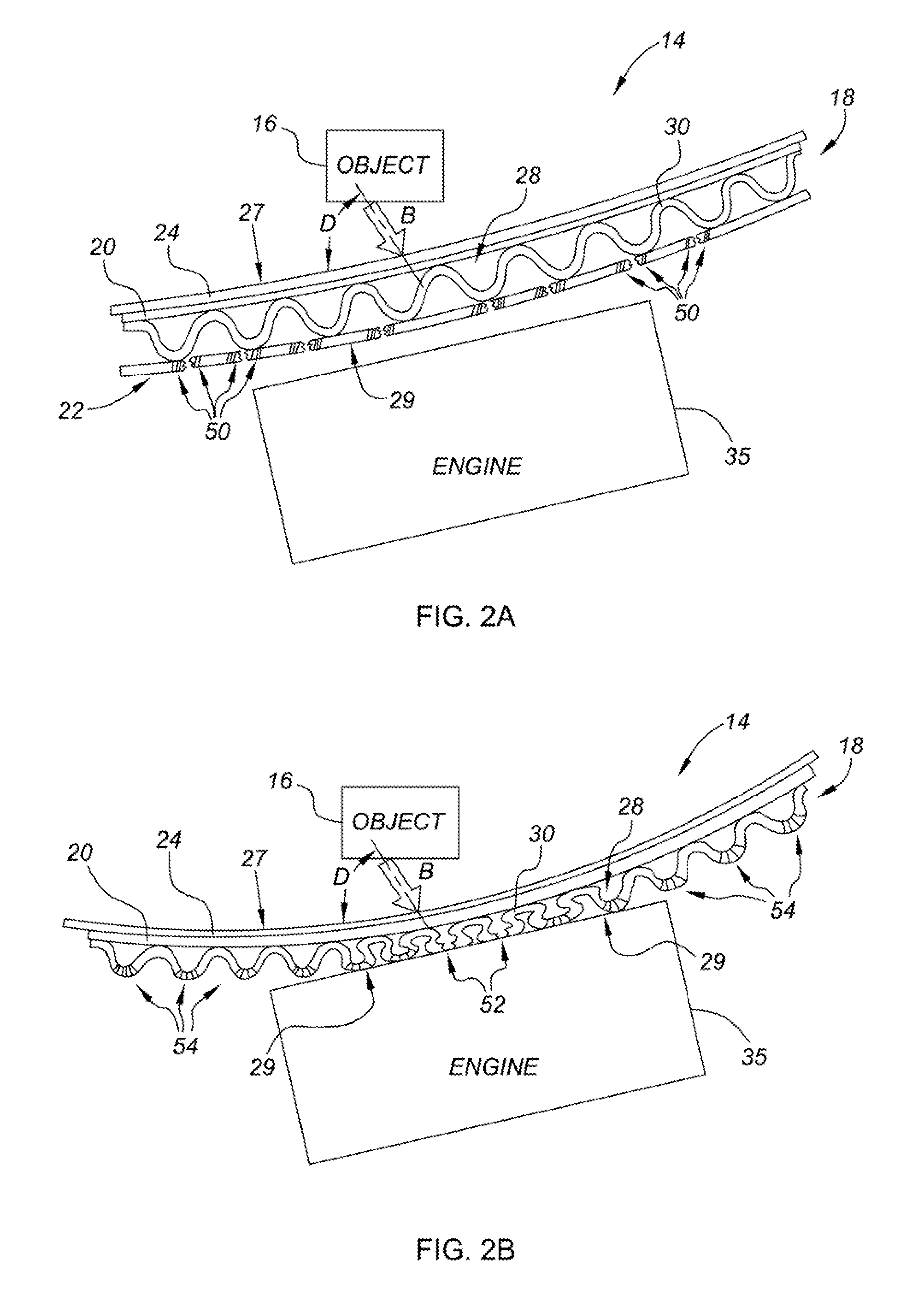 Vehicle Hood Assembly with Rippled Cushion Support