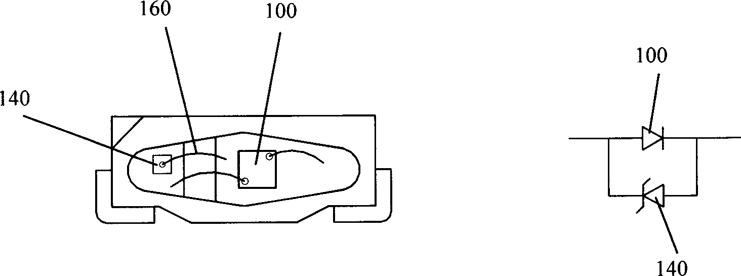 LED device with protective circuit of diode