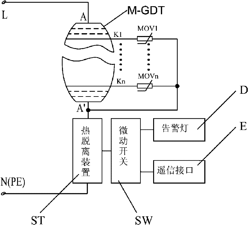 Multi-gap metal gas discharge tube power supply over-voltage protection module