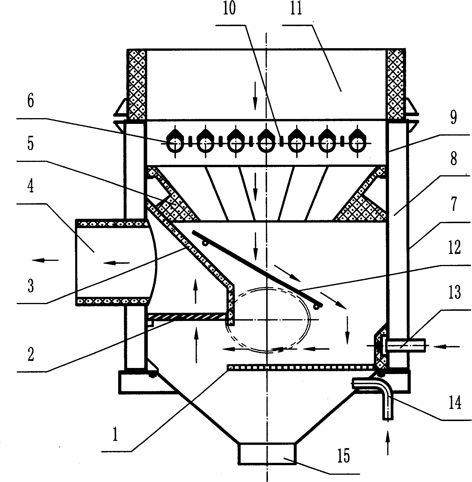 High-temperature combustion-supporting device and special combustion device for inverse combustion type biomass fuel