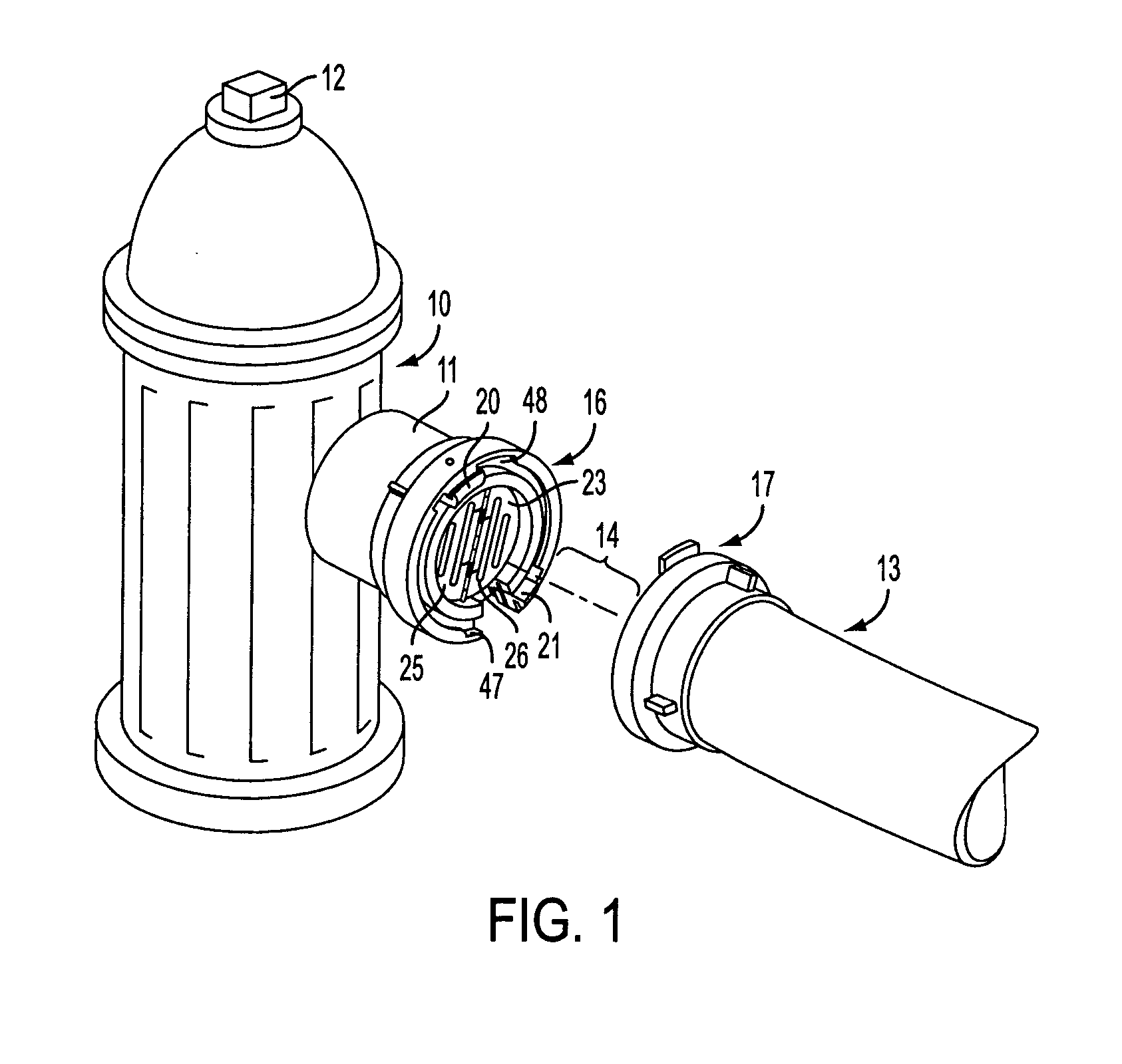 Sexless coupling for fire hydrant-fire hose connection