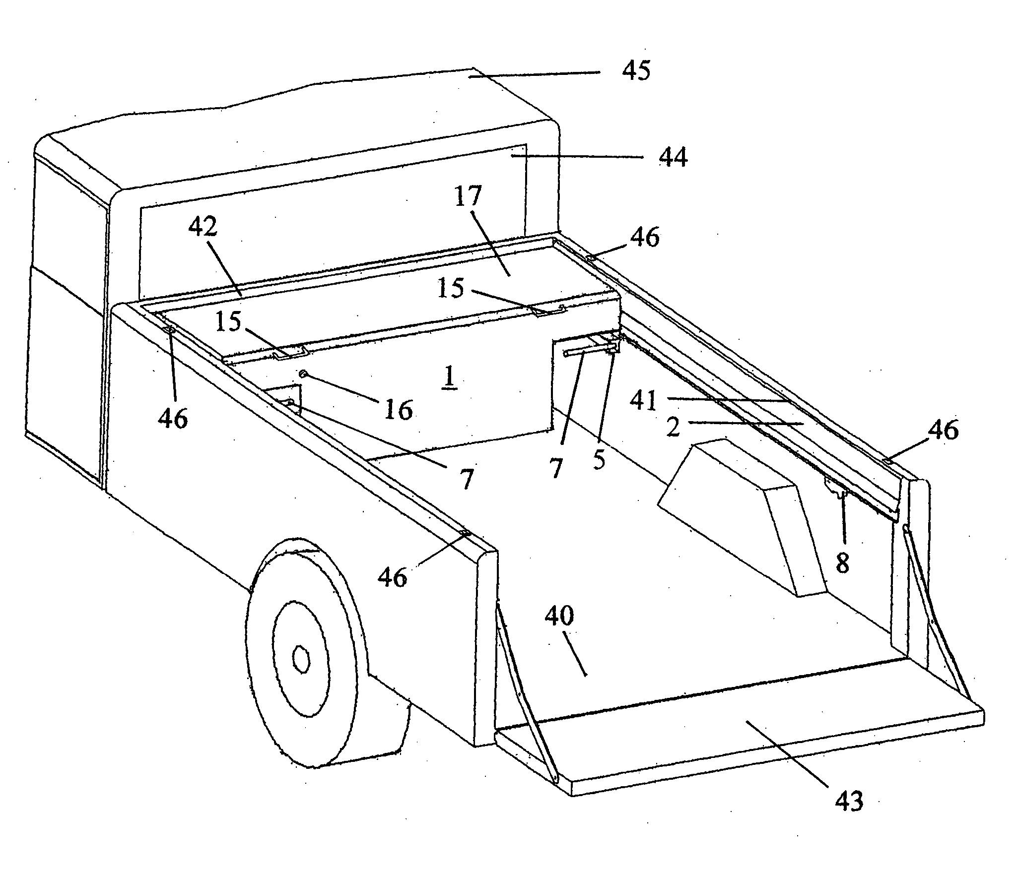 Toolbox conveyance system for a pickup truck