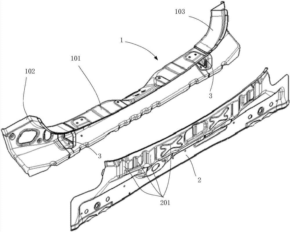 Automobile rear wall assembly