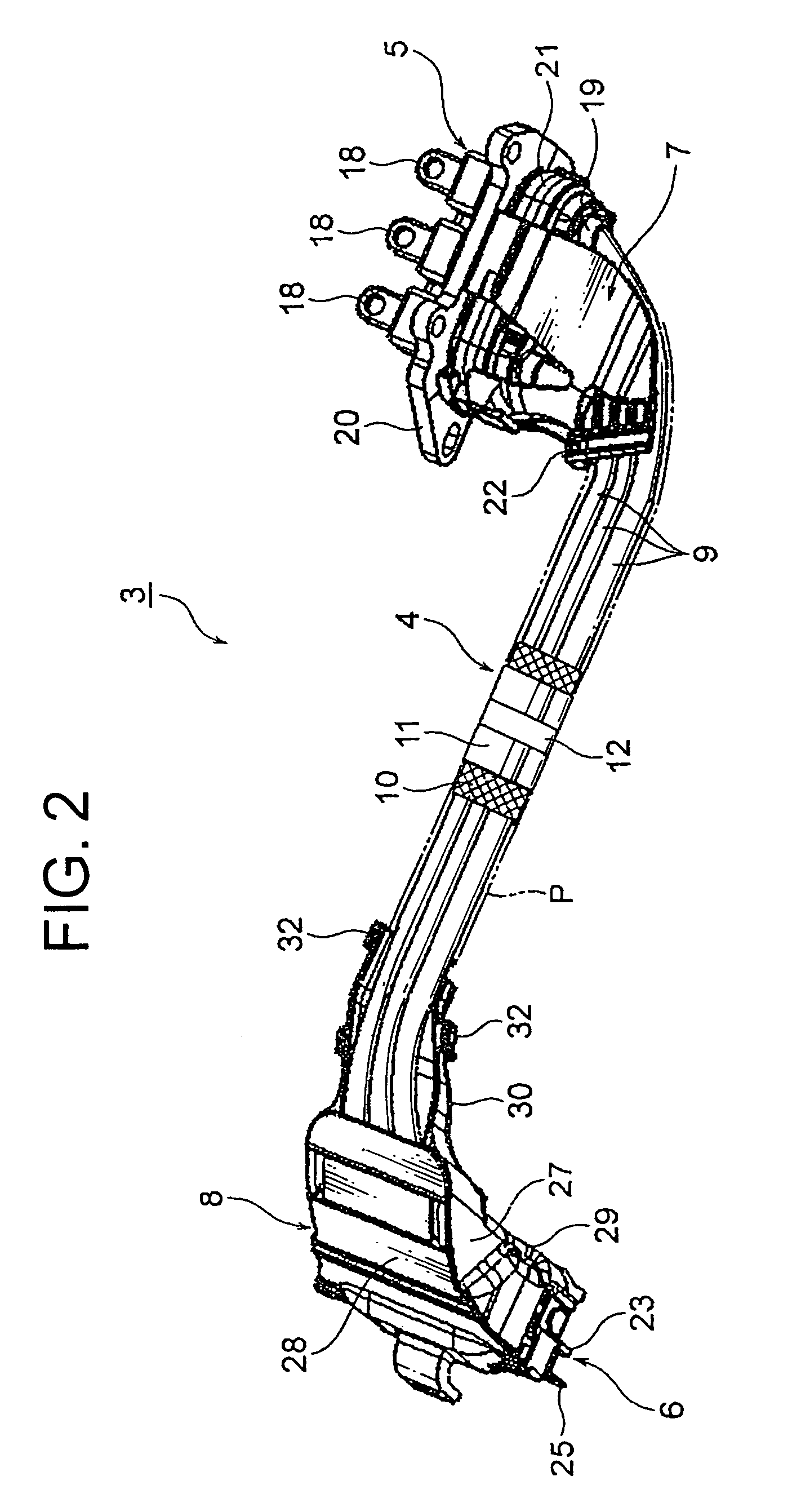 Motor cable device and resin component employed thereto