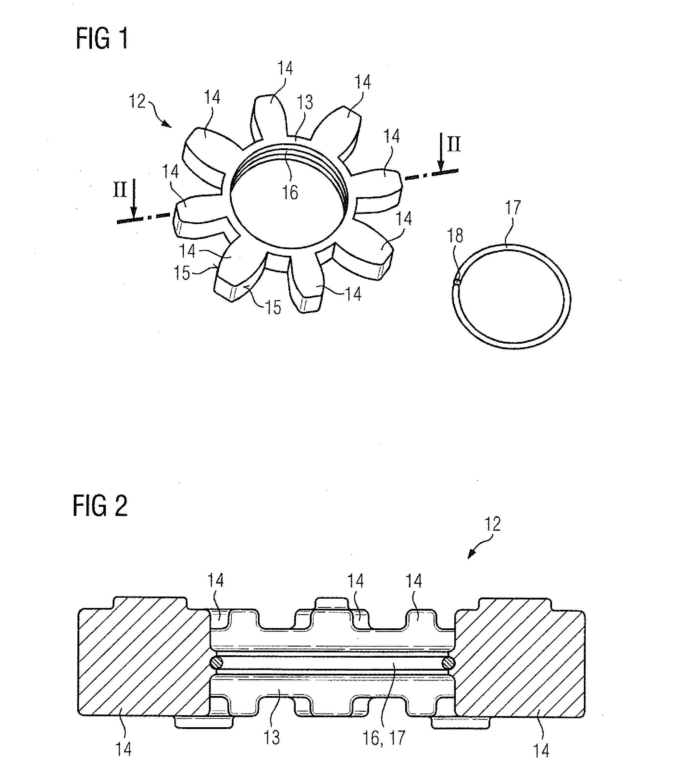 Pressure body arrangement for a claw coupling