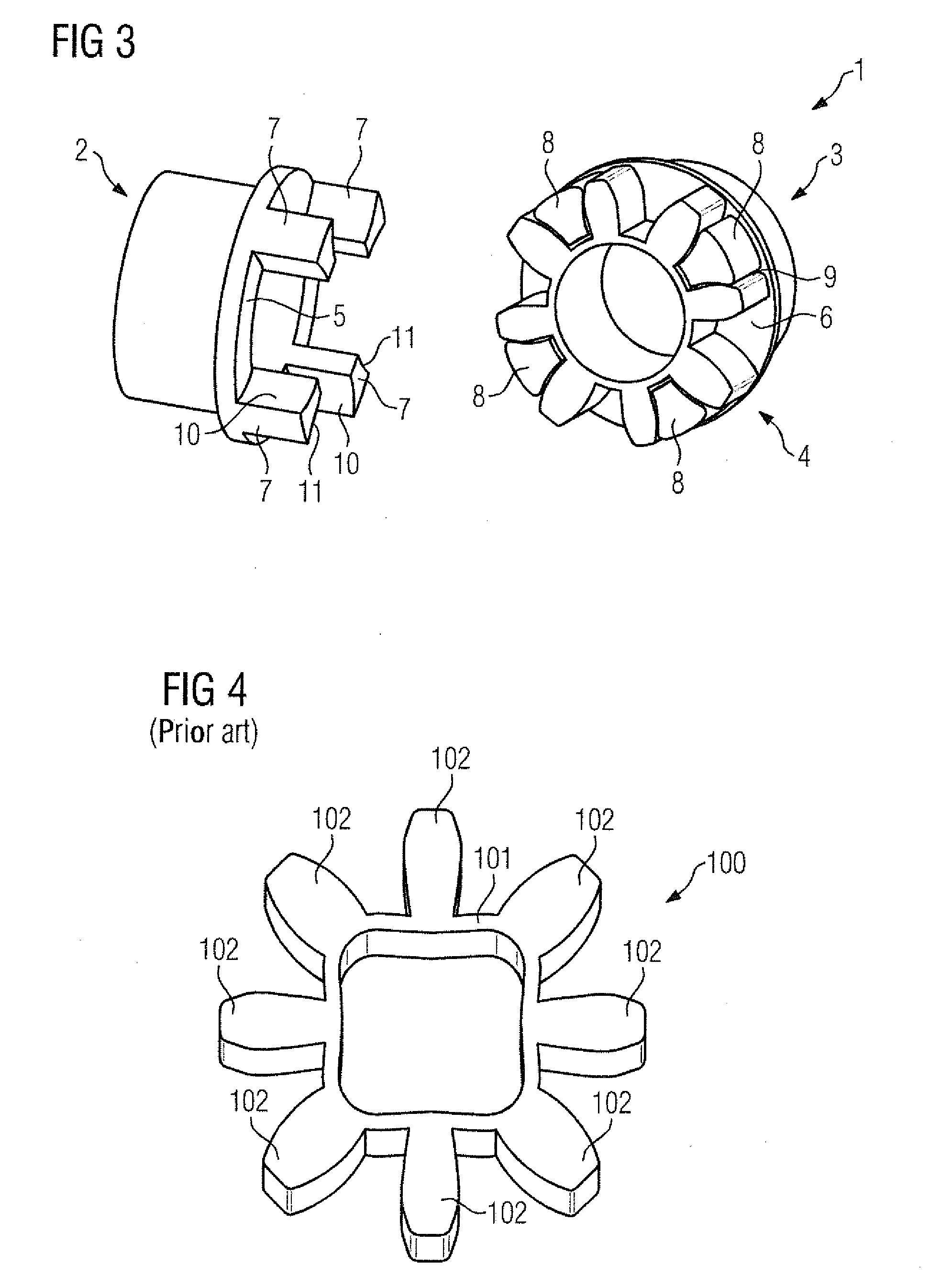 Pressure body arrangement for a claw coupling