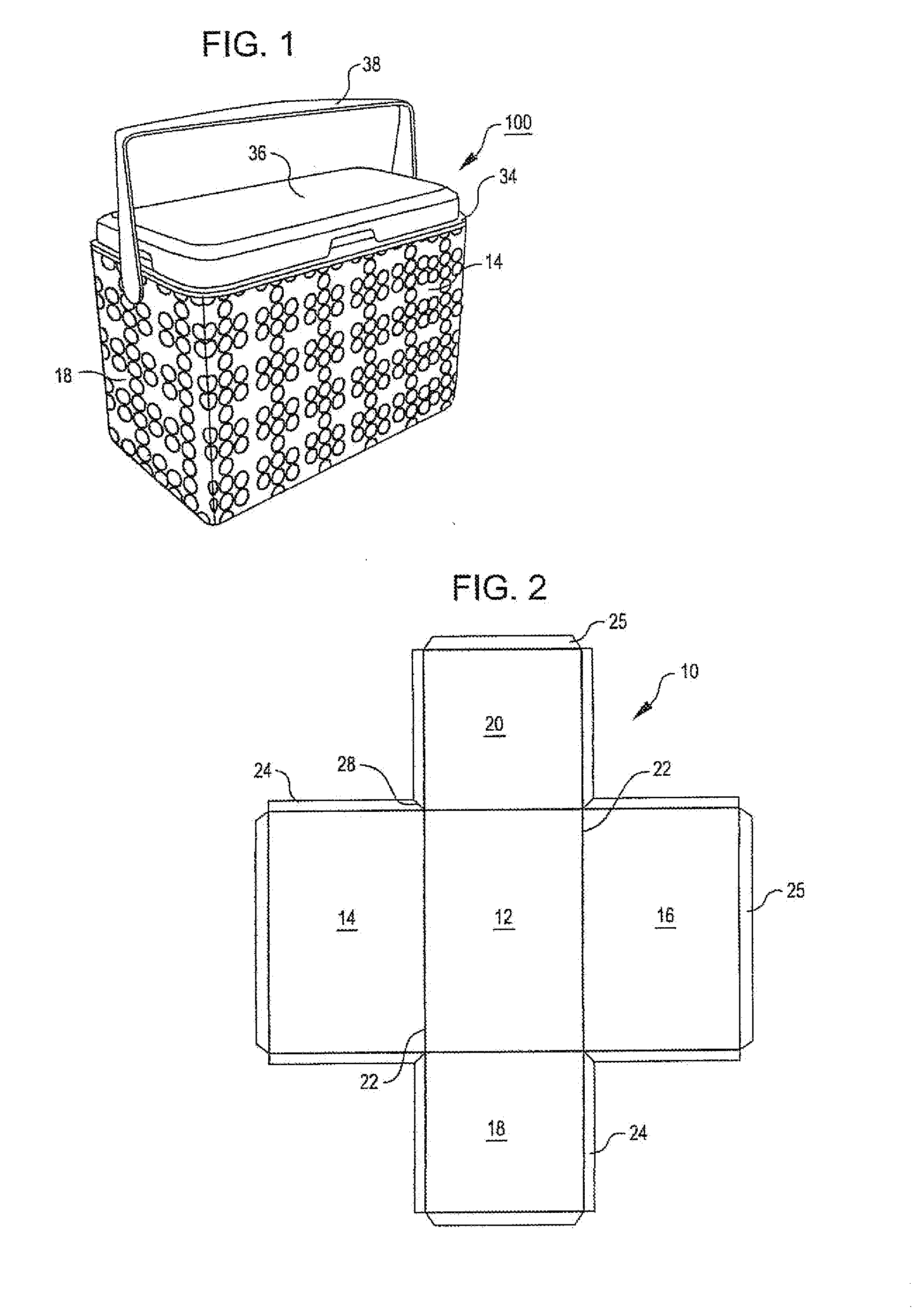 Flat die cut insulated container