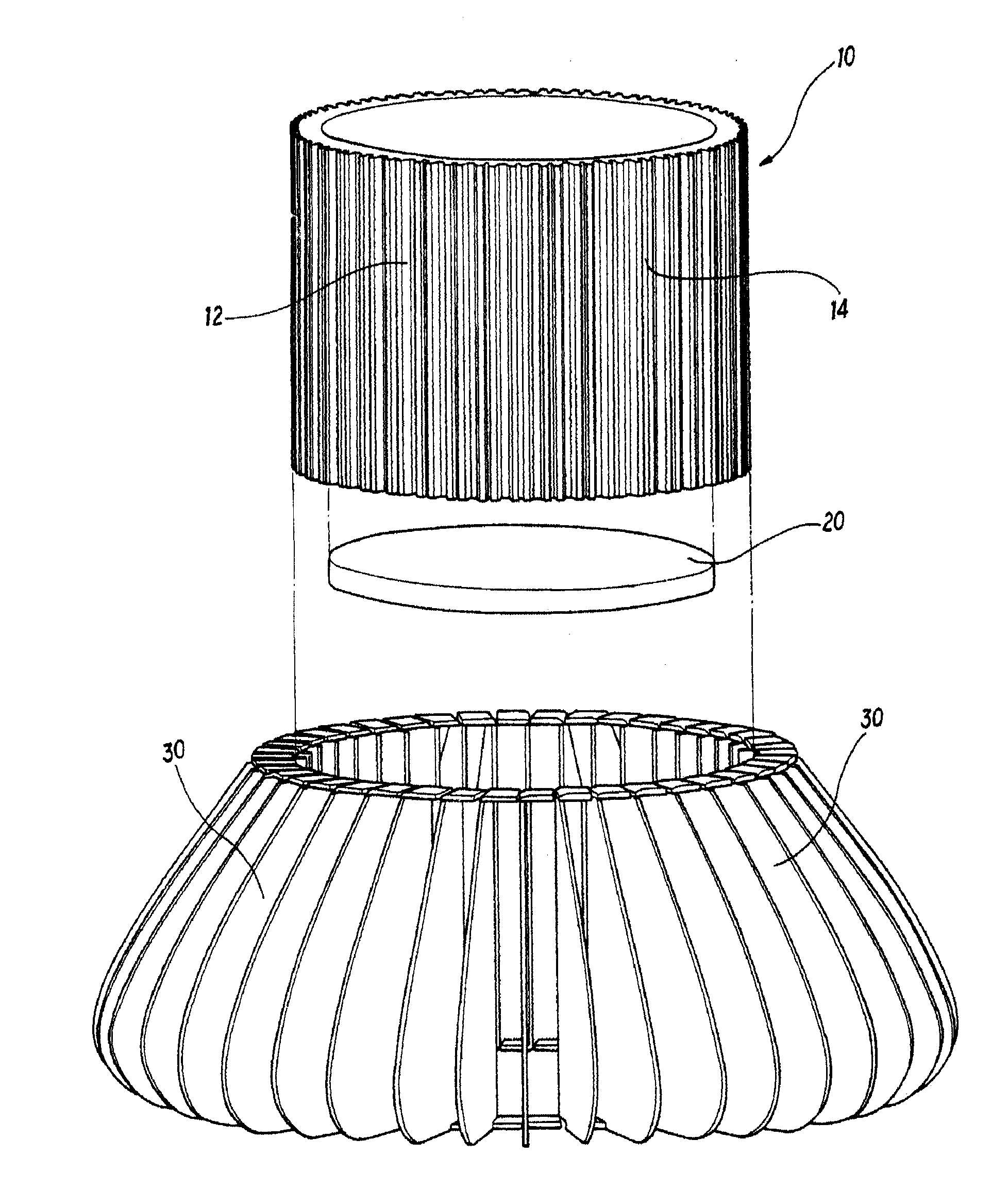 Ring heat dissipating device formed by punching and riveting through a shaping mold