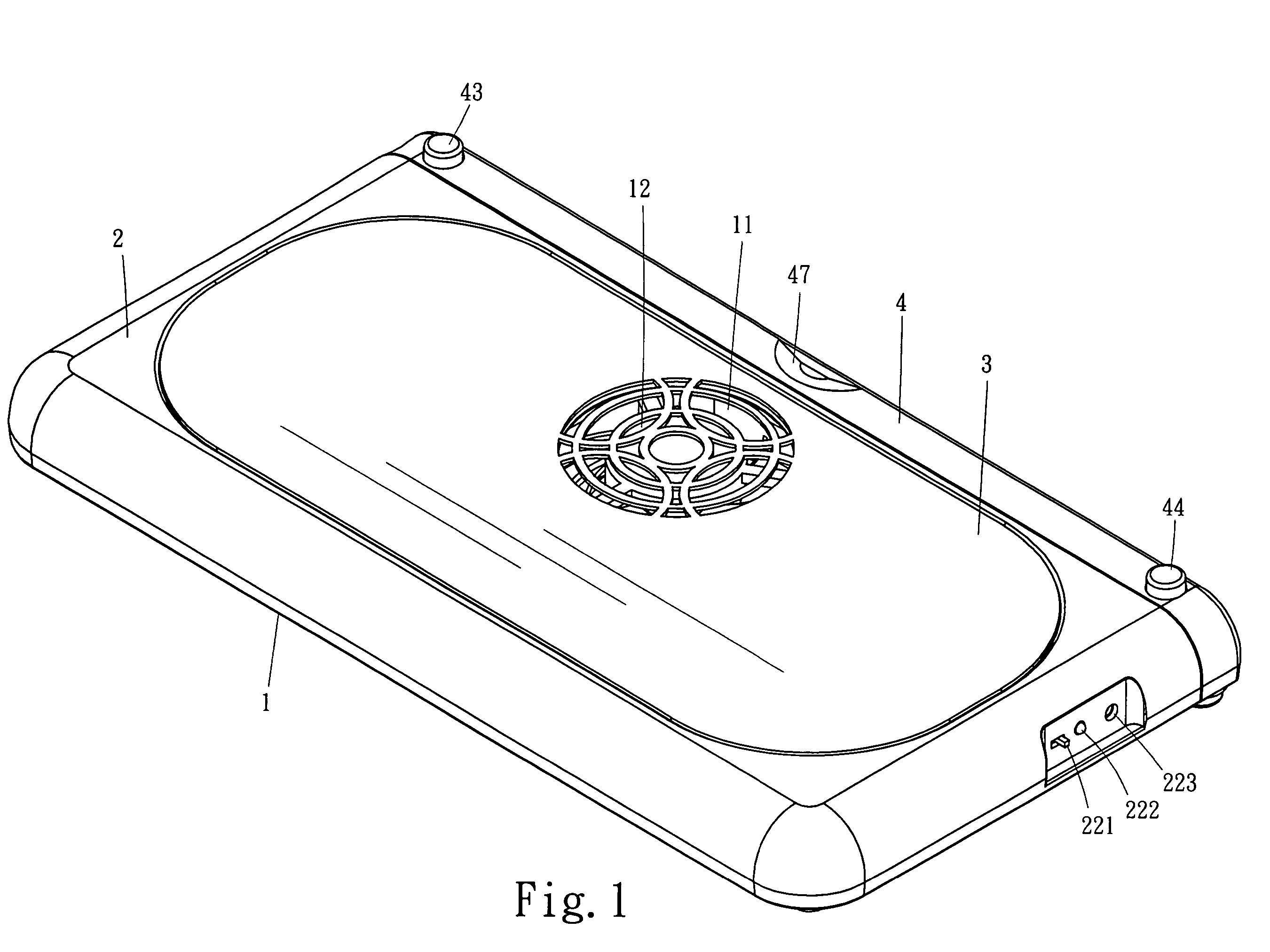 Extendable and receivable heat-dissipating base set for notebooks