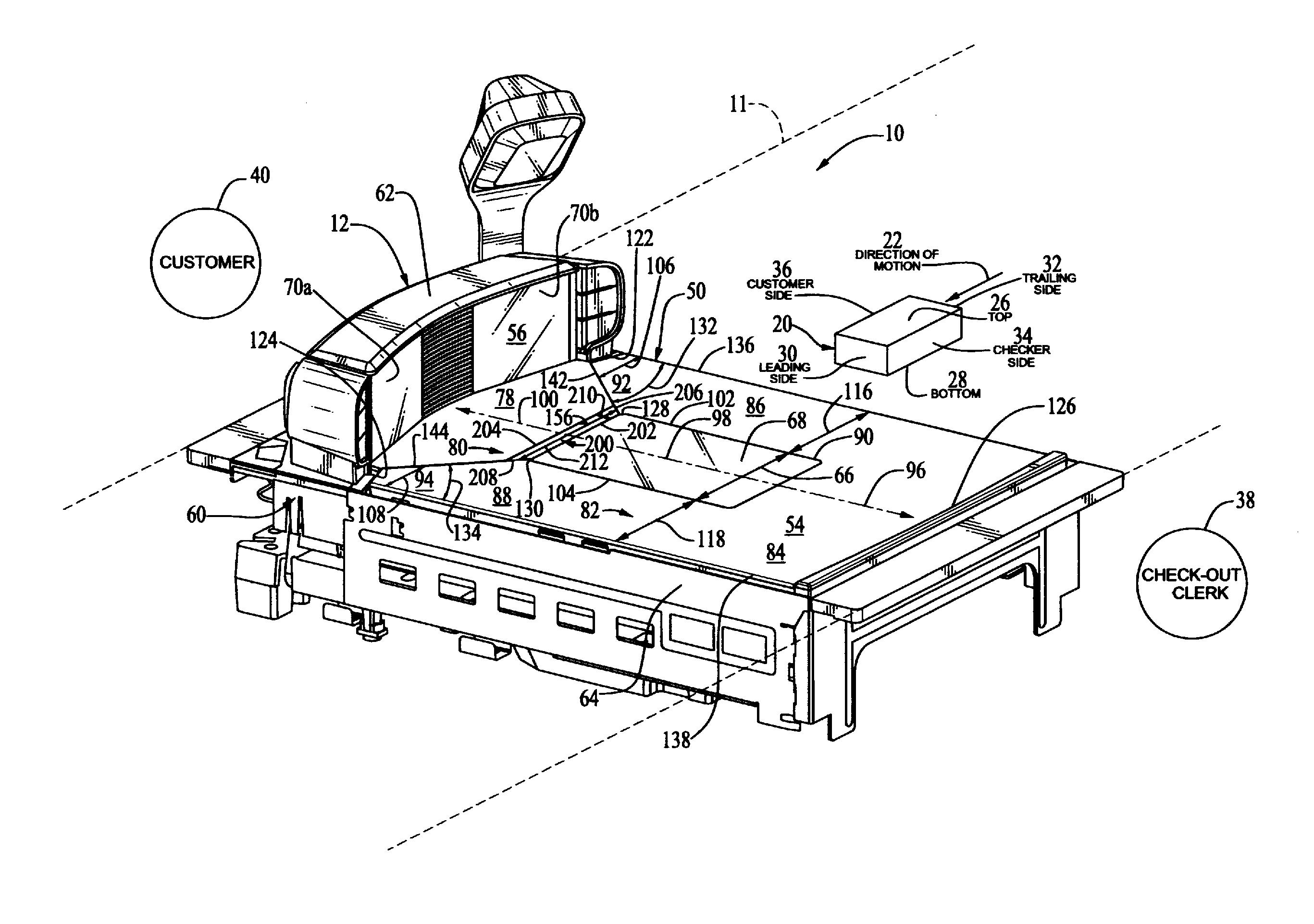 Bezel for a cover or platter for a data reader in a checkout station