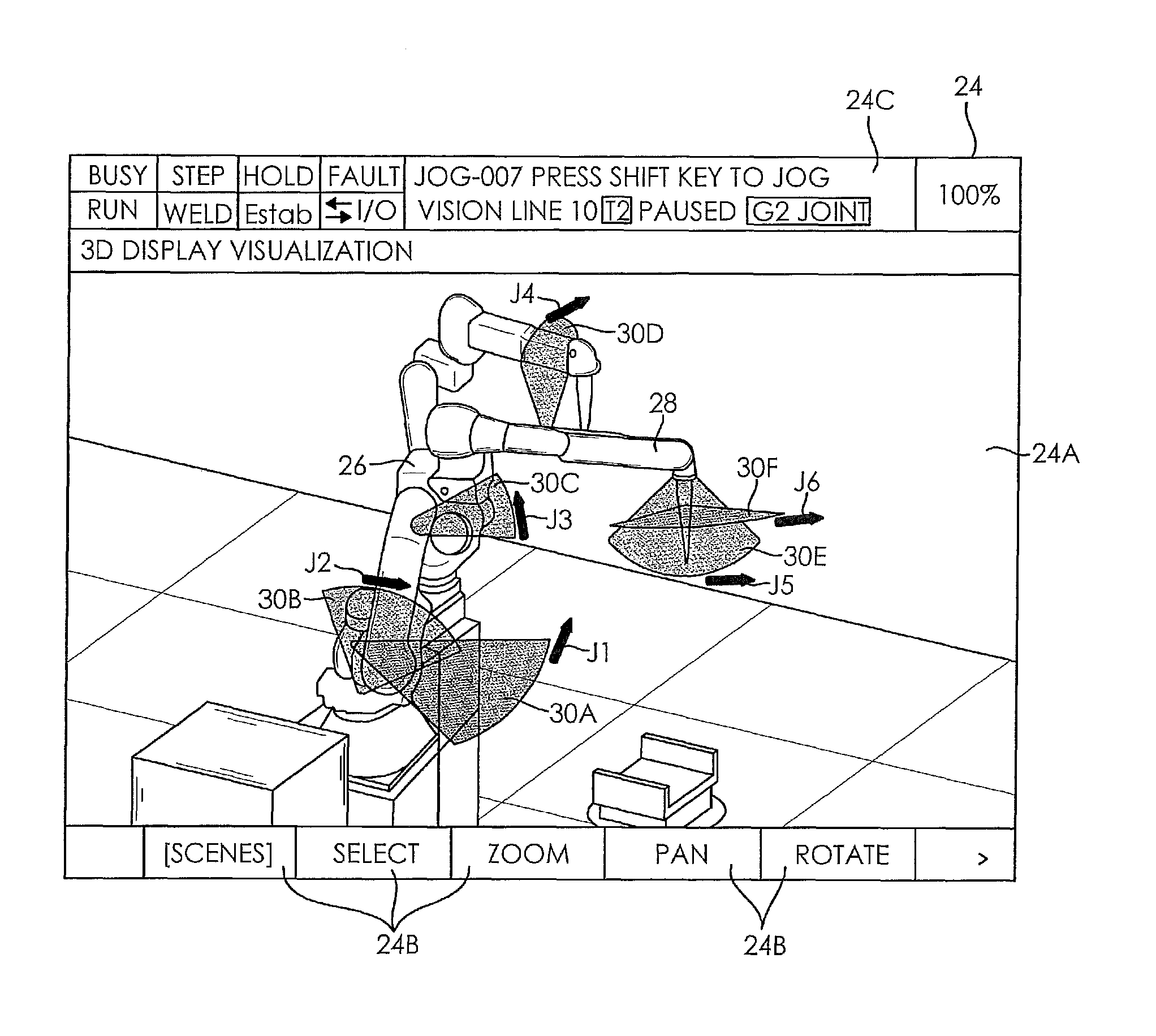 Robot teach device with 3-D display