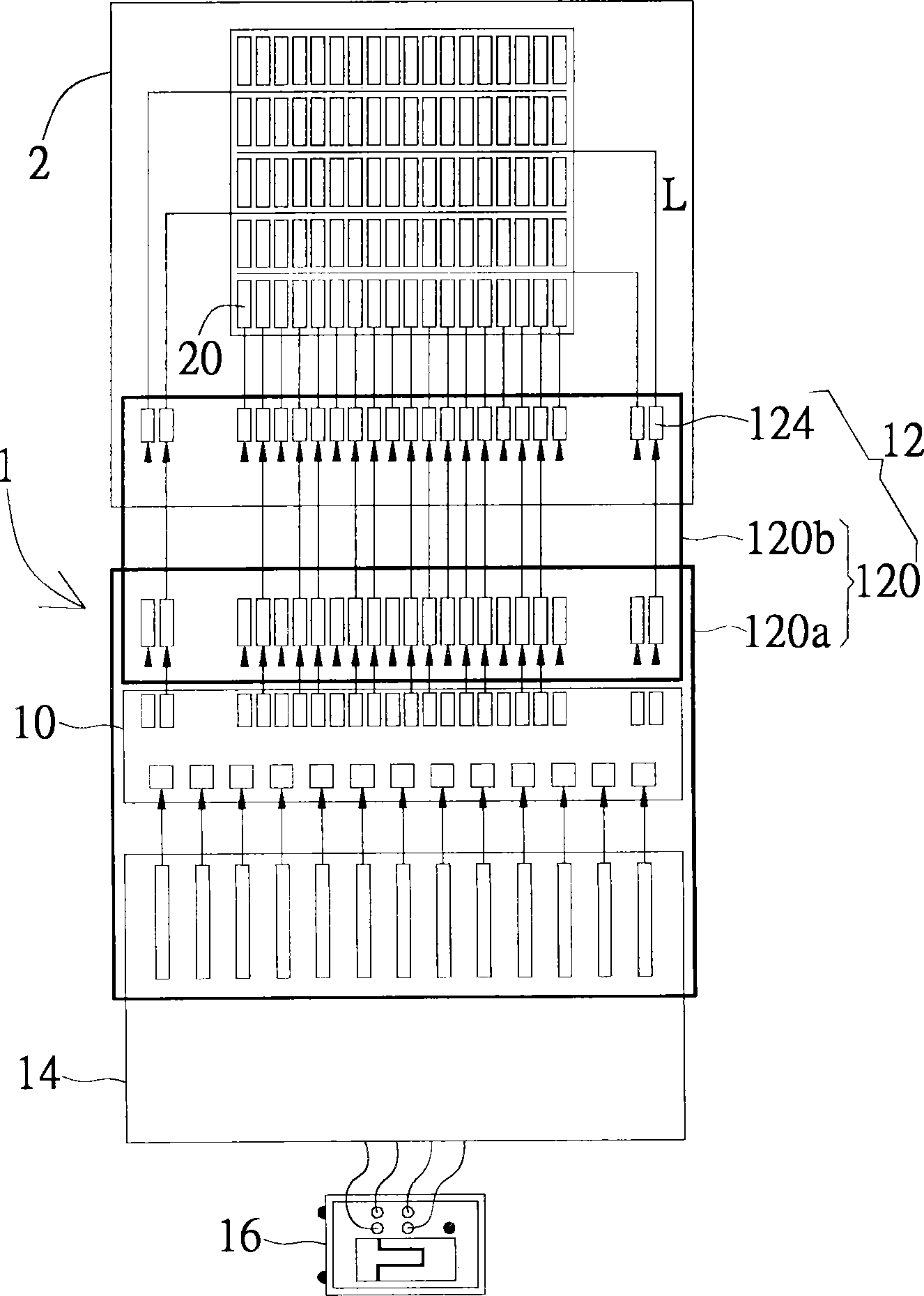 Display panel testing system and microprobe device thereof