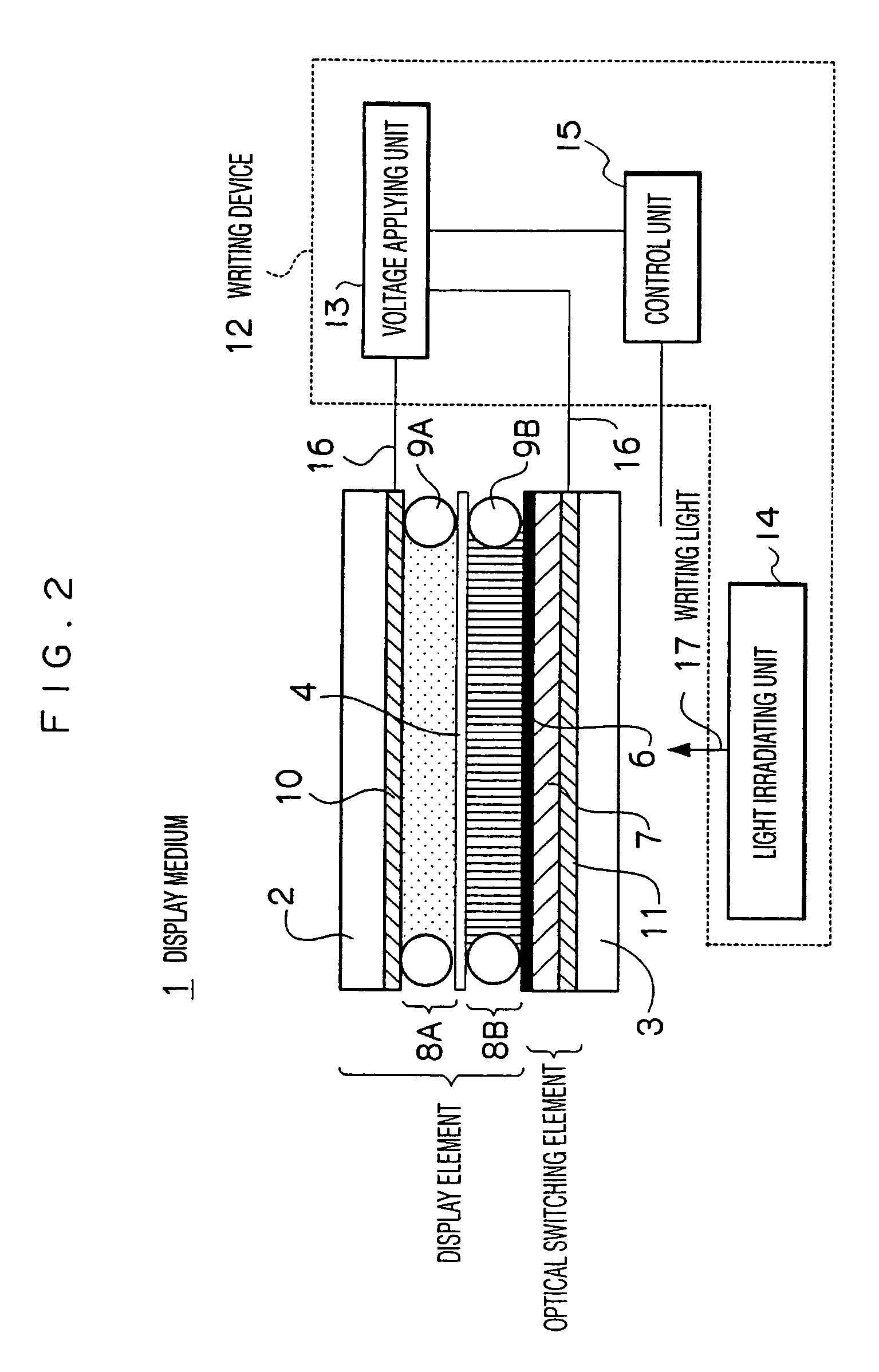 Optical switching element and photoaddressable display medium using the same