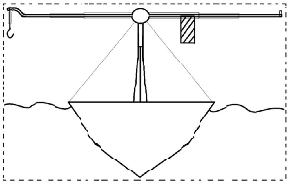 Shipborne self-balancing overwater crane for rescue of large seaplane and method thereof