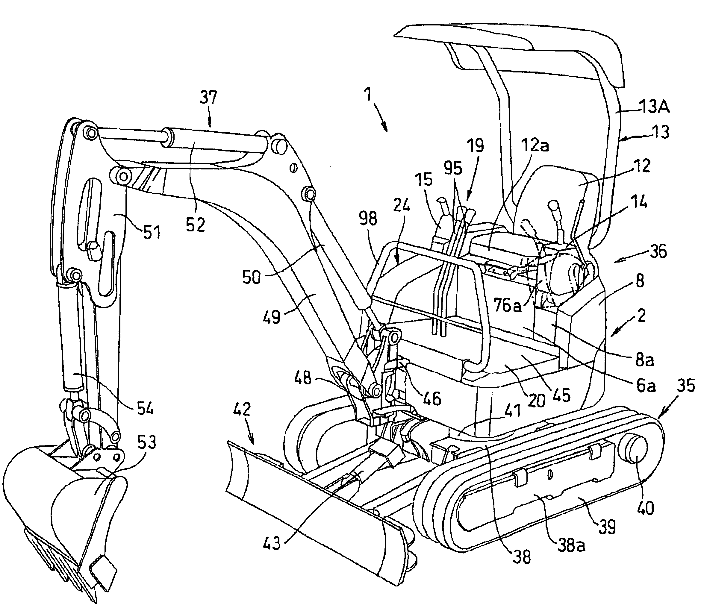 Swiveling utility machine having swivel deck