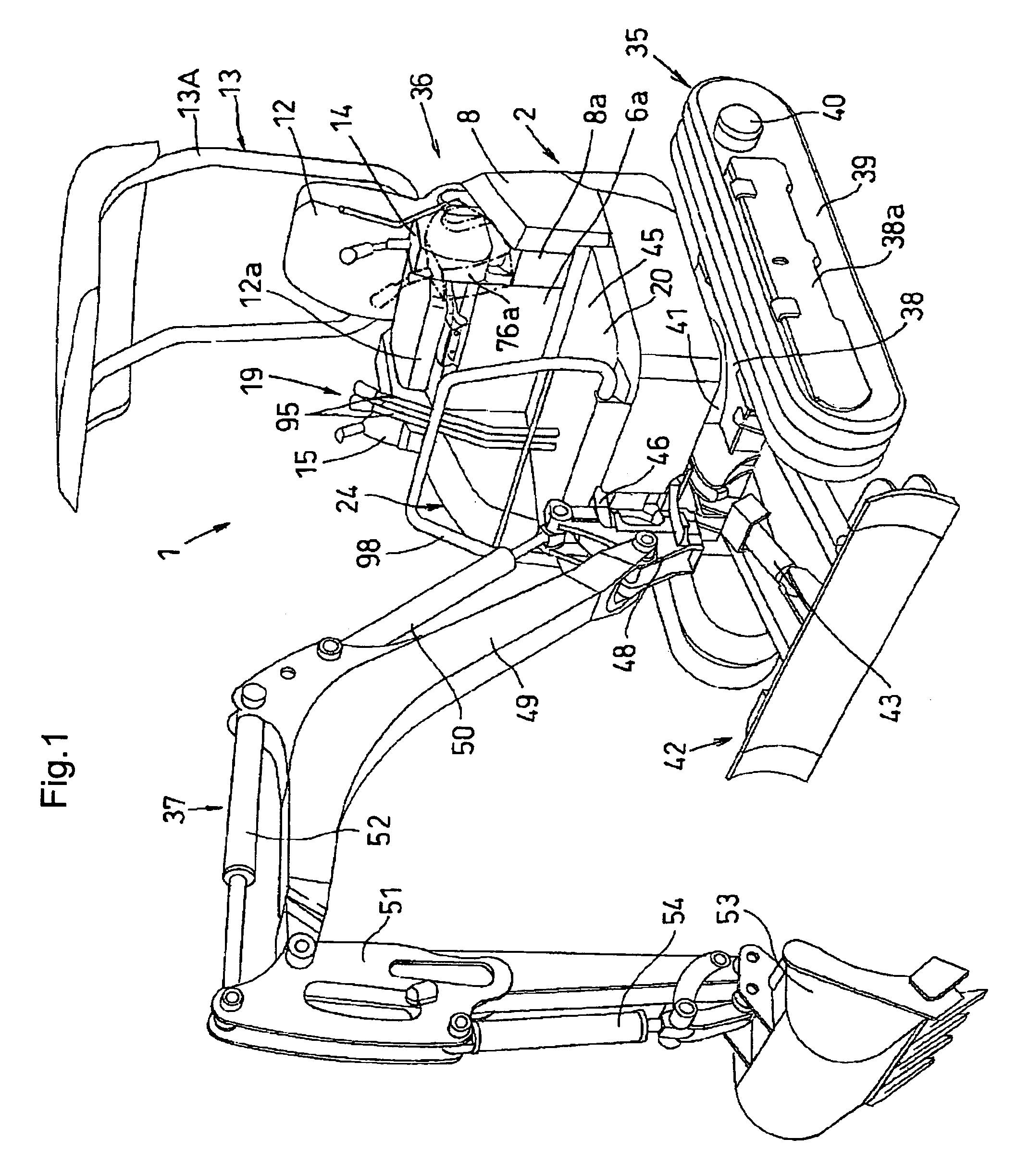 Swiveling utility machine having swivel deck