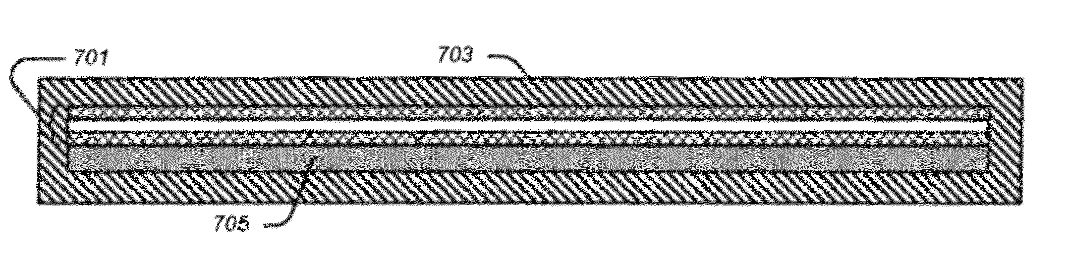 Flood source with pigmentless active area and visible border