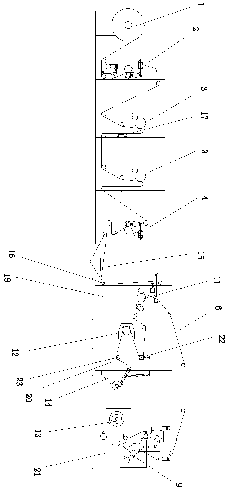 Unit-type flexo printing machine connecting EB irradiation real-time curing type compound machine