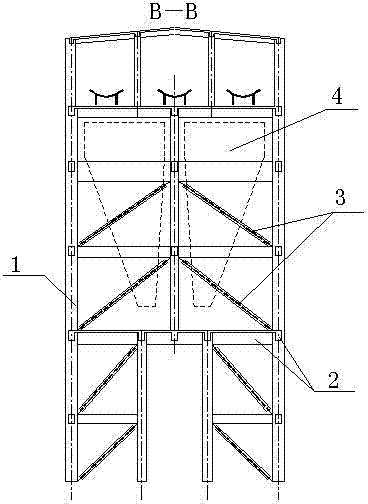 Shock-resistant steel-bar concrete structure side coal bunker