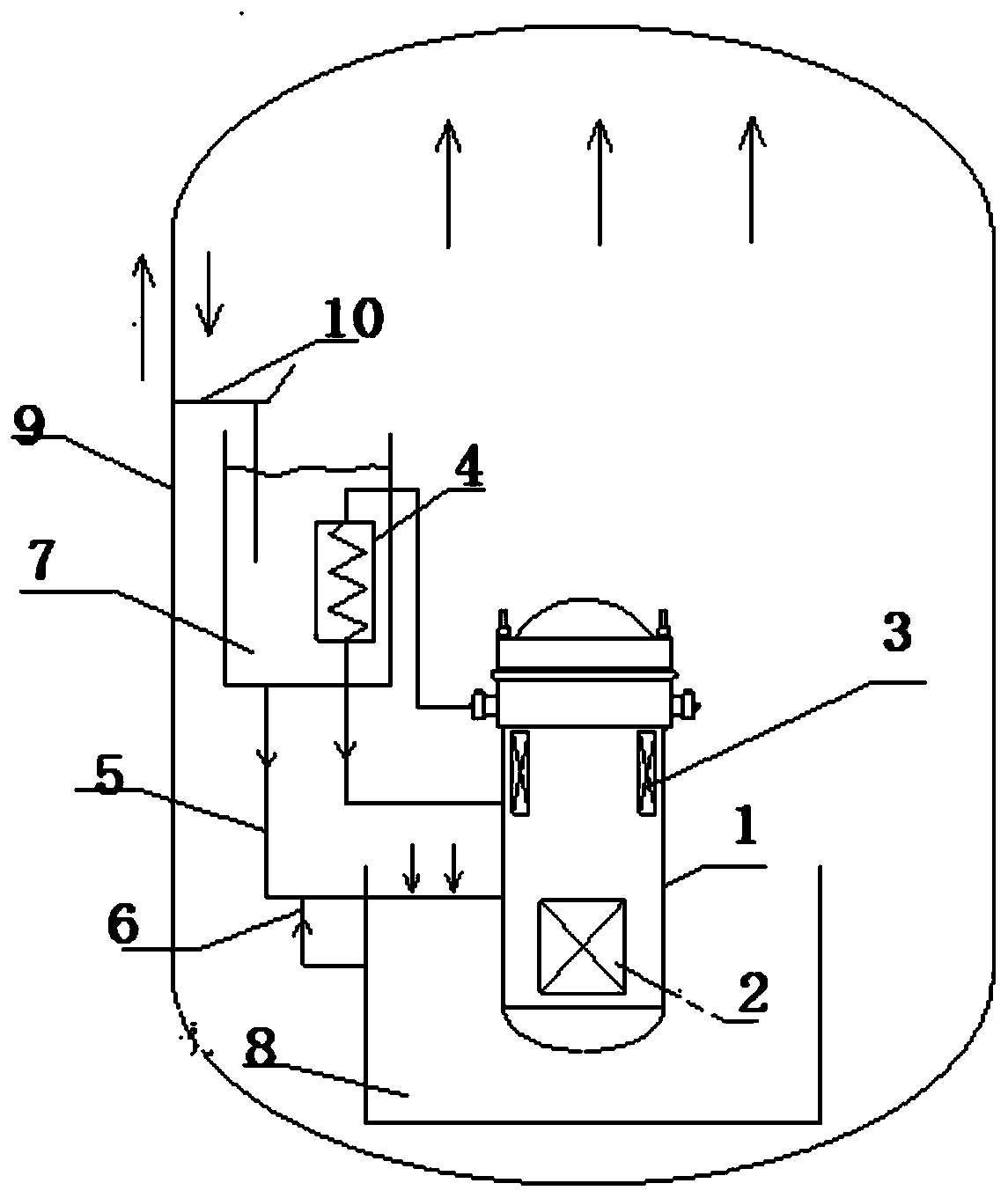 Small pressurized water reactor and containment long-term passive heat removal system