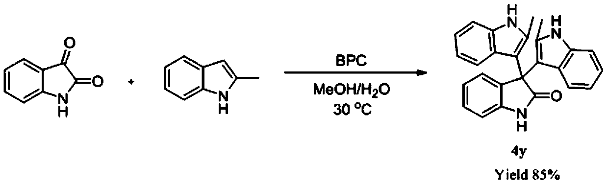 Application and method of α-chymotrypsin in synthesizing bisindolyl-indolin-2-one compounds