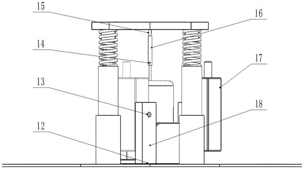 A vertical vibration test bench with small vibration source and large load that is convenient for loading and unloading