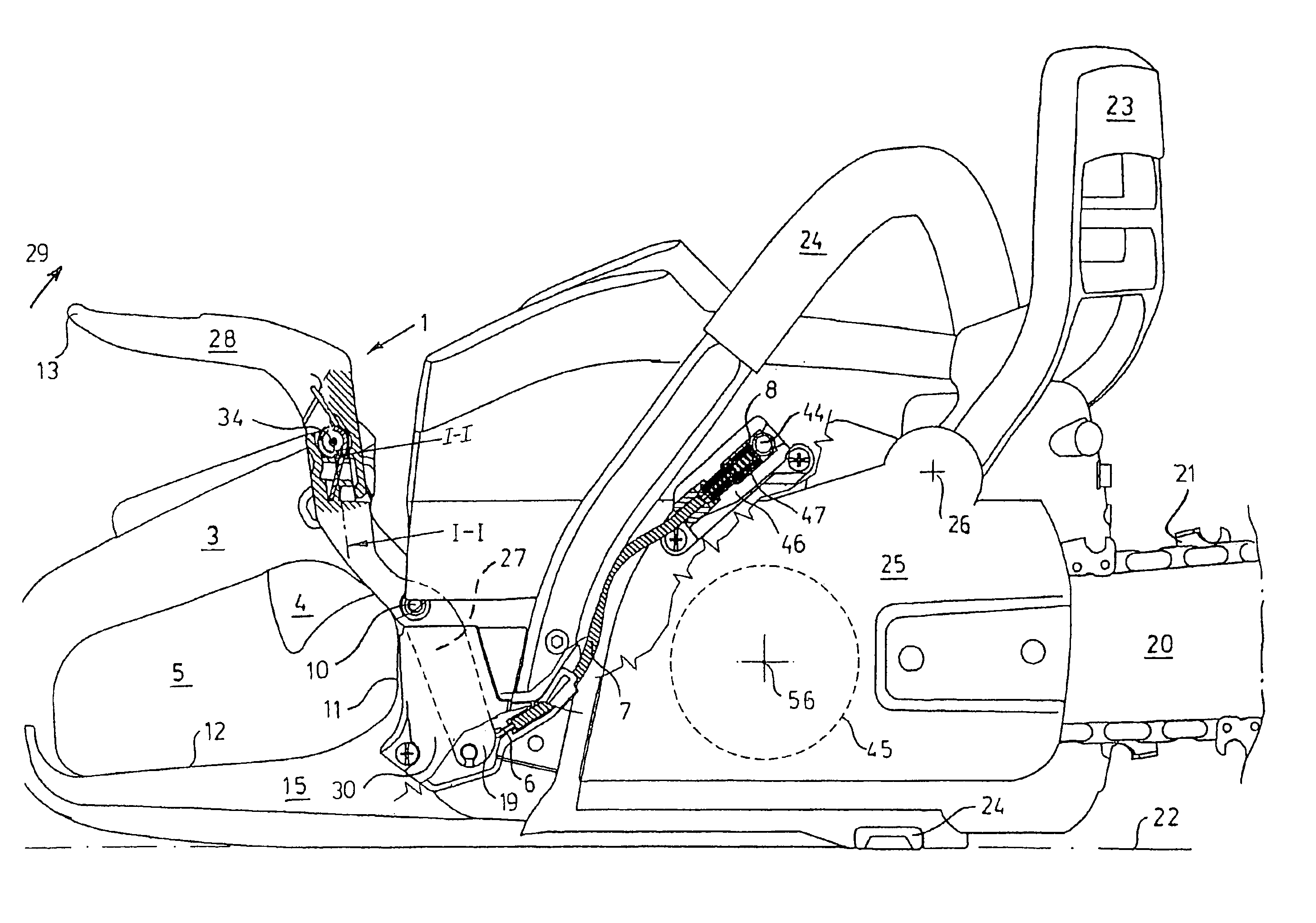 Trigger device for chain brake